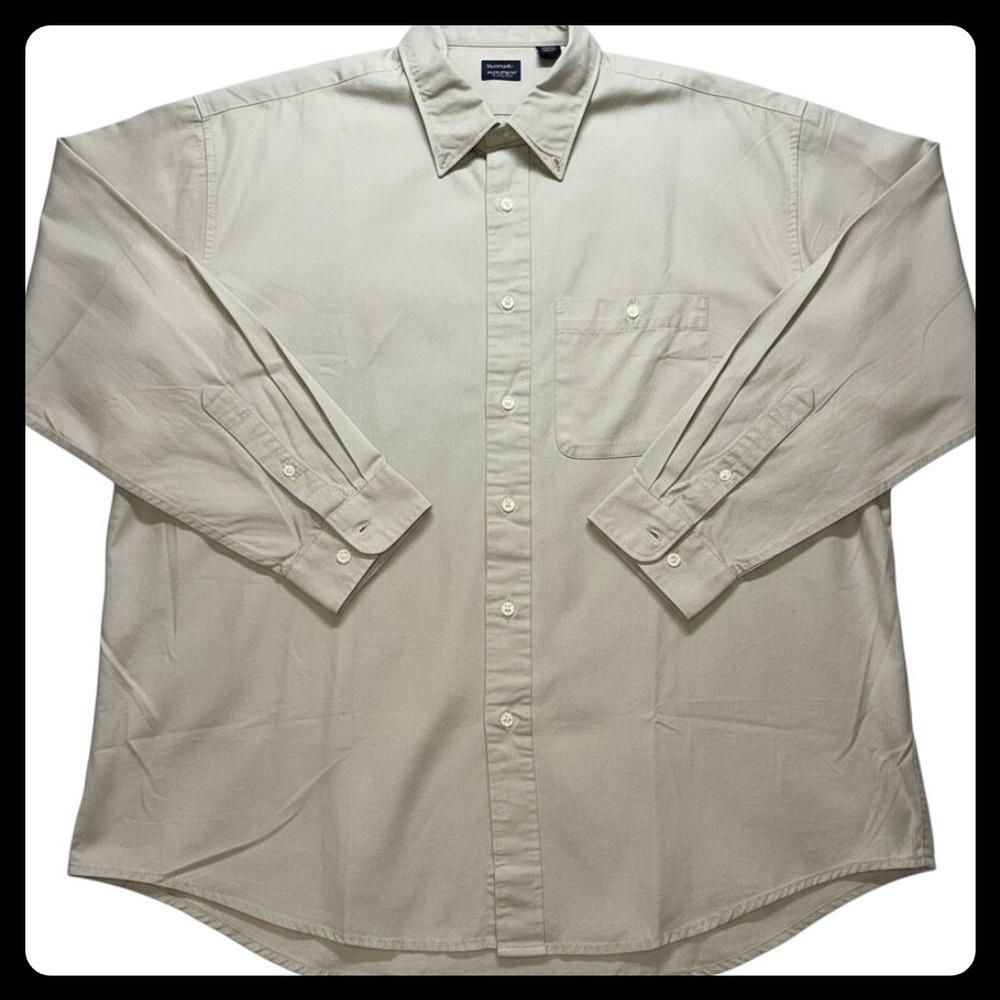 Arrow Button Down Shirt Mens XL Beige Long Sleeve Cotton Casual Workwear